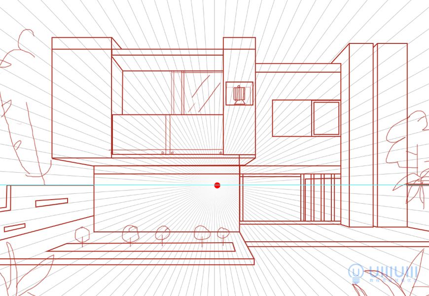 AI教程!噪点质感温馨建筑场景插画